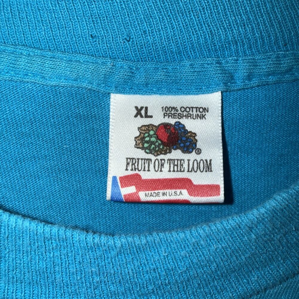 Vintage 1991 Fruit Of The Loom (Kentucky Derby) Single Stitch Teal Blue T-shirt - Picture 4 of 7